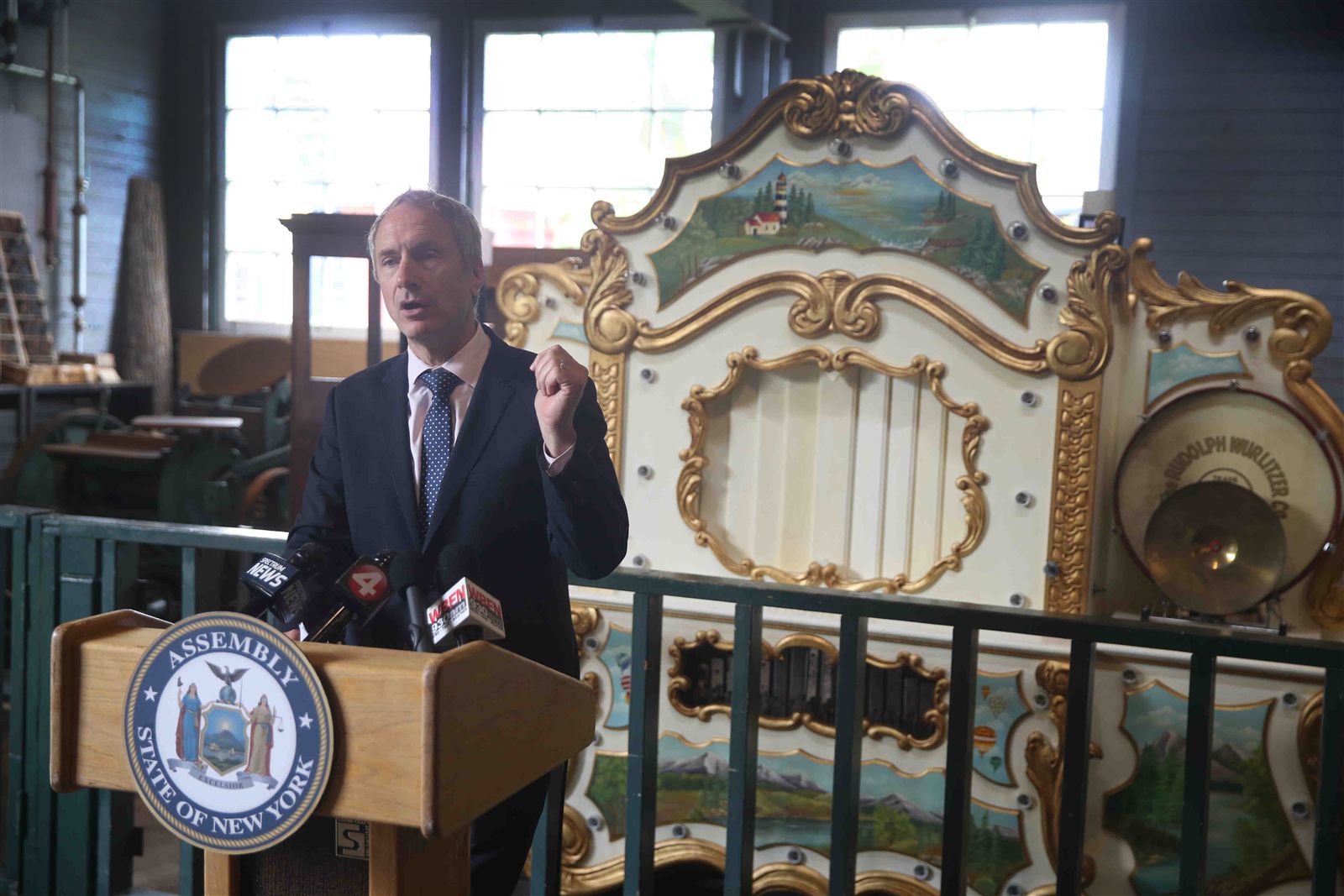 Buffalo Heritage Carousel restoration team's work in progress